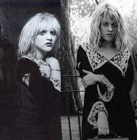 fuckyeahcourtneylove:
Courtney Love &amp; Kat Bjelland share a dress. Circa 1990.
